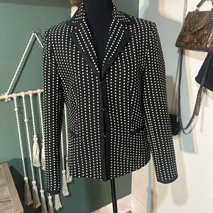 Vintage Talbots Black and White Polka Dot Blazer Size 6